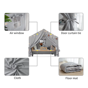 Tentes de lit de taille double Grand château de princesse Pompons Tente de jeu Tente d'intérieur Playhouse pour lit de fille Auvent - Product Image 3