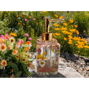 Distributeur de savon automatique au design floral en forme de coquillage, en laiton et verre, avec bouteille rechargeable, pour salle de bain et hôtel - Product Image 1