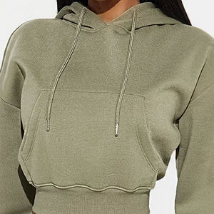 เสื้อครอปมีฮู้ดผ้าฝ้ายแบบหูรูดสำหรับผู้หญิงเสื้อสเวตเตอร์โลโก้ออกแบบได้ตามต้องการดีไซน์ทันสมัยสำหรับผู้หญิง2025 - Product Image 2