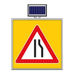 Señal de Tráfico Reflectante con Energía Solar de 100 x 100 cm, Señal de Carretera de Aluminio para Reducción de Velocidad en la Derecha - Product Image 1