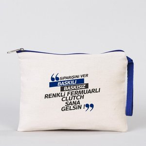 Pochette personnalisée pour femme, bleu foncé, avec fermeture éclair, 8x6, en coton - Product Image 4