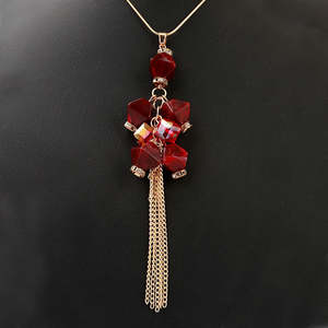 ลูกปัดมาลัยยาวสำหรับผู้หญิง - สีน้ำตาลแดง - Product Image 3