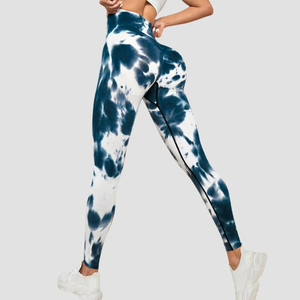 Conjuntos de Yoga sin costuras para mujer, conjunto de ropa de gimnasio con tinte de corbata, mallas de cintura alta para entrenamiento, mallas deportivas con tinte deportivo para mujer - Product Image 2