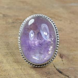 Piedra preciosa de amatista natural sólida Plata de Ley 925 anillo hecho a mano joyería anillo joyería de plata esterlina 925 joyería estampada - Product Image 5