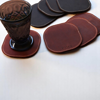 Ensemble de 4 sous-verres de boisson d'inspiration vintage de haute qualité avec support en cuir pour la maison café thé bière tasse tampons Design moderne