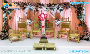 Sillas de diseño moderno Golden Vidhi Mandap para ceremonias de matrimonio hindú Configuración de decoraciones de boda - Product Image 4
