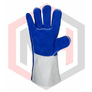 Durable Split Leather Blue Heat Resistant Cowhide Anti-Static Tear-Resistant 7 oz Thickness Welding <b>Gloves</b> 16 Inch <b>Knit</b> Wrist - Product Image 3