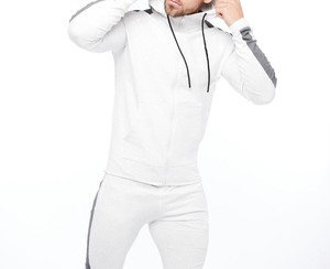 Men's Two-Piece Training Tracksuit Hooded Jogger Pants and Printed Skinny Running <b>Leggings</b> Solid Sport Fashion Set - Product Image 5