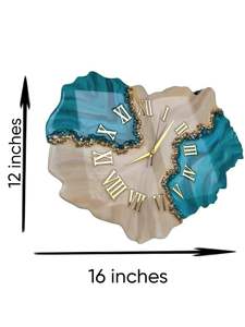 Horloge de maison de luxe, faite à la main en résine, thème océan, moderne, étanche, surdimensionnée, veilleuse, décoration de mariage, décoration de salle à manger - Product Image 2