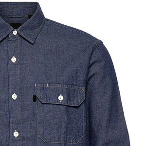 Chemise en jean à manches longues, couleur unie, respirante, boutons recouverts, durable, confortable, décontractée, vente en gros - Product Image 2