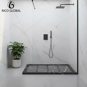 Plato de Ducha Rectangular Moderno de Piedra con Drenaje Lineal y Diseño Minimalista - Product Image 5