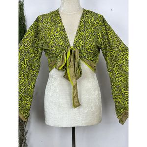 Bohemian Hippie One-Size Wrap <b>Top</b> Long Bell Sleeves Colorful Paisley Flower Pattern <b>Festival</b> Boho Fairy Goddess for Day - Product Image 3