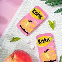Bonbons sans sucre KisKis saveur pêche, haleine fraîche, en boîte métallique portable – Meilleures ventes