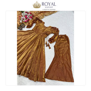 Nuevo Traje Anarkali de Alta Calidad para Mujer, Ropa de Boda, Seda Crepé Natural Pesada con Bordado, de la India - Product Image 2