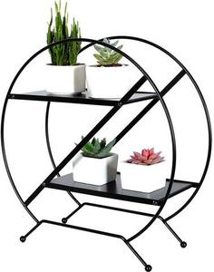 Présentoir rond d'étagère de support de plante en métal 2 niveaux pour le balcon extérieur d'intérieur de jardin de maison dans la meilleure qualité - Product Image 3