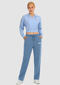 <b>Women</b> Wholesale Bulk Custom <b>Lounge</b> Joggers High Waist Elastic Waistband Cotton Polyester Blend Blank OEM Factory Sportswear - Product Image 4