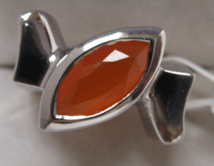 925 Sterling <b>Silver</b> Women's Natural Carnelian <b>Ring</b> Dainty Marquise Cut Bezel <b>Set</b> Everyday Wear by Shah Gems - Product Image 1