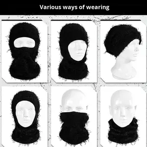 Winter Custom Logo One Hole Knit Camo Full Face Cover Ski Mask <b>Distressed</b> <b>Balaclava</b> Skimask all Color available - Product Image 4