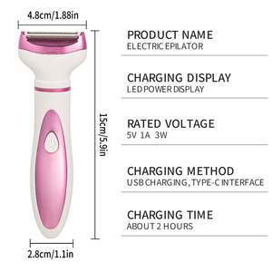 Afeitadora Eléctrica Recargable 4 en 1, Kit de Depilación para Mujer, Recortadora de Bikini, Cuchilla Doble, IPX7, para Rostro, Cuerpo, Piernas, Axilas, Depilación - Product Image 6