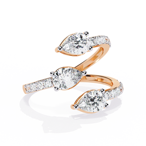 Atyanta Open <b>Gap</b> Three Stone Ring-Pear Lab Grown Diamond - Product Image 3