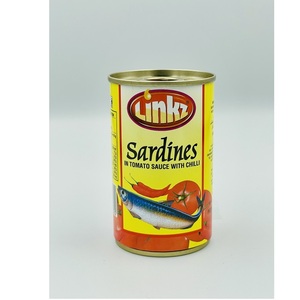 Certificado Halal Embalaje de Lata 155g Mariscos Enlatados Premium Listo para comer Linkz Sardinas en Salsa de Tomate con Chili Pescado Enlatado - Product Image 1