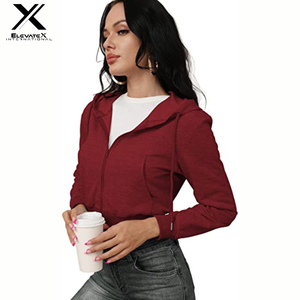 Sudadera de Punto Casual para Mujer con Cuello Alto y Cierre de Cremallera, Manga Corta, Impermeable, Ecológica, Mezcla de Poliéster/Algodón - Product Image 4