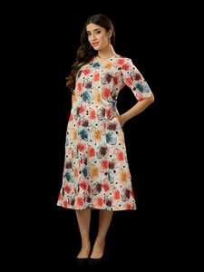 Elegante vestido de fiesta de noche de verano para mujer, vestido largo plisado con estampado floral y mangas cortas, vestido largo informal oscilante - Product Image 4