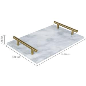 Plateau de service en marbre 2 couleurs différentes de couleur grise et blanche et plateau de service en marbre poli or vente chaude - Product Image 2
