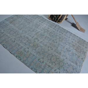 Tapis Vintage Turc Bohème Bleu 4.9X8 pieds Laine Grande Surface Patchwork Abstrait Latex pour Adolescents Rectangle Couloir Chambre Tapis - Product Image 4