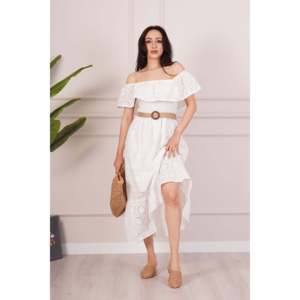 Vestido Largo Maxi Blanco con Cinturón en el Cuello para Mujer LUSTRIN - Ropa de Verano Elegante de Mezcla de Algodón al por Mayor - Product Image 4