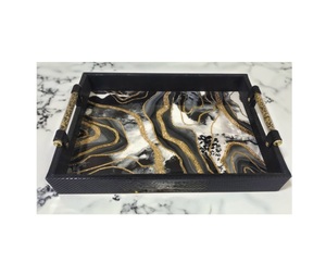 Gran oferta de lujo, bandeja de madera decorativa, bandeja de servicio de madera impresa con asa recortada para café, comida y fruta - Product Image 1