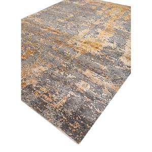 Tapis rectangulaire en laine et soie de bambou noué à la main Kavi gris et noir, motif abstrait Théorie du Chaos pour la maison et le couloir - Esk-407 - Product Image 2