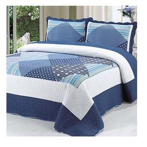 Premier 100% Organic Greyish Cotton <b>King</b> <b>Size</b> <b>Bedspread</b> Set Block Printed Embroidery GOTS Certified Indian Style for Hotel Home - Product Image 2