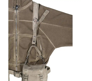 Custom Men's Oversized Zipper-Up Detachable Harness <b>Cargo</b> <b>Bag</b> Faded Washed Color Hip Hop Crop Hoodies with Embroidered Technics - Product Image 4