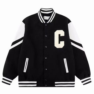 OEM Vêtements Automne Poches Inclinées Bouton Baseball Bomber Veste Avec Flocage Lettres Patched Color Block Varsity Veste pour Homme - Product Image 1