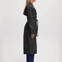 Nouveautés 2025 – Manteau trench vintage en cuir de mouton véritable tricoté pour femme, grande taille, coupe-vent et respirant en coton