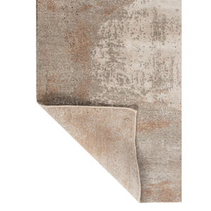 พรมทอมือลายเอนโทรปี ทำจากขนสัตว์ ไผ่ และไหม สีเบจ-น้ำตาล สำหรับบ้าน ห้องนั่งเล่น ทางเดิน-Esk-1570 ขนาด 9x12 ฟุต รูปทรงสี่เหลี่ยมผืนผ้า - Product Image 5