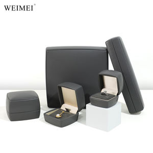 WEIMEI Luxury Grey Leather Ring <b>Jewelry</b> Packaging <b>Box</b> Wholesale Price Custom Logo for Earrings Bangle Ring <b>Box</b> - Product Image 1
