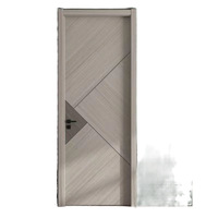 Porte battante intérieure en MDF à rainures géométriques modernes, surface en bois pour chambre à coucher, idéale pour projets hôteliers, villas et appartements