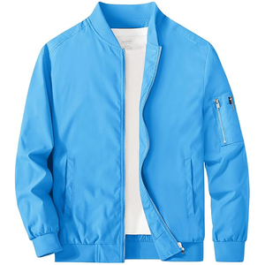 Chaqueta de vuelo Bomber Softshell ligera para hombre, cuello levantado, cremallera completa, informal, elegante, cortavientos de Golf para Primavera, teñida lisa - Product Image 6