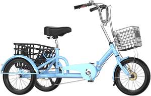 Triciclo Plegable con Asistencia al Pedaleo para Hombres/Mujeres, Tipo Cargo y Cruiser, con el Mejor Material de Cuadro, Engranajes Perfectos, Cesta Trasera y Sistema de Doble Freno - Product Image 3