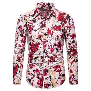 Chemise à manches longues décontractée de grande taille pour hommes, respirante, à impression florale, nouveau style personnalisé - Product Image 2