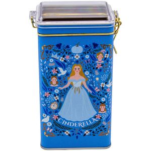 Cinderella Themed 75x100x190 mm Rectangular Metal <b>Decorative</b> Storage <b>Box</b> <b>with</b> 1.3L Wire Clasp Transparent <b>Lid</b> Kontensan ER053U9 - Product Image 1