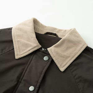 เสื้อแจ็คเก็ตสตรีทแวร์กันลมแบบมีซับในขนแกะ คอวี สำหรับผู้ชายและผู้หญิง มีกระดุมและกระเป๋า เสื้อแจ็คเก็ตผู้ชายสำหรับฤดูหนาว - Product Image 3