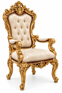 Ensemble de table à manger de style palais haut de gamme pour villas américaines, suite de salle à manger royale haut de gamme, fabriquée à la main en bois massif avec placage en feuille d'or - Product Image 4