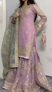 Ensemble de costume TOP SHARARA DUPATTA FOUX GEORGETTE avec broderie de sequins de 3 mm - Product Image 2