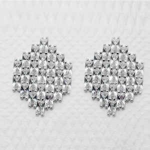 Romance Brass Cubic Zirconia Stud <b>Earrings</b> <b>Fashion</b> <b>Drop</b> Design 1308034 - Product Image 1