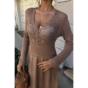 Vestido Étnico 2859 con Cintura Natural, Transpirable, con Detalle de Botones y Falda en Capas - Product Image 3