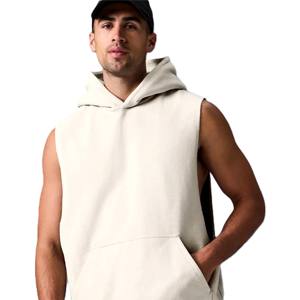 <b>Men's</b> <b>Sleeveless</b> Fitness <b>Hoodie</b> Custom Gym Workout Wear Hot Fashion Solid Pattern 100% Cotton Muscle <b>Hoodie</b> Short Winter Workout - Product Image 1