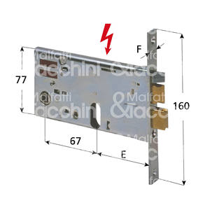 SERRURE ELECTRIQUE pour bandes 12V-AC, 2 jets, pêne dormant et loquet autobloquant, cylindre ovale non inclus - Product Image 1